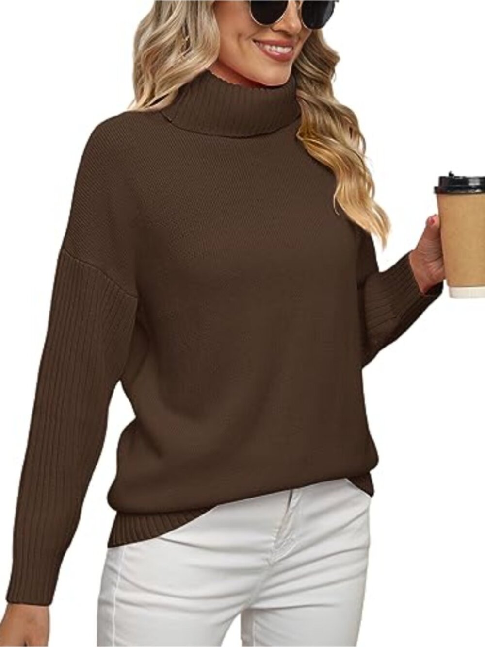 Turtleneck Chunky Oversized Tunic Sweater Pullover